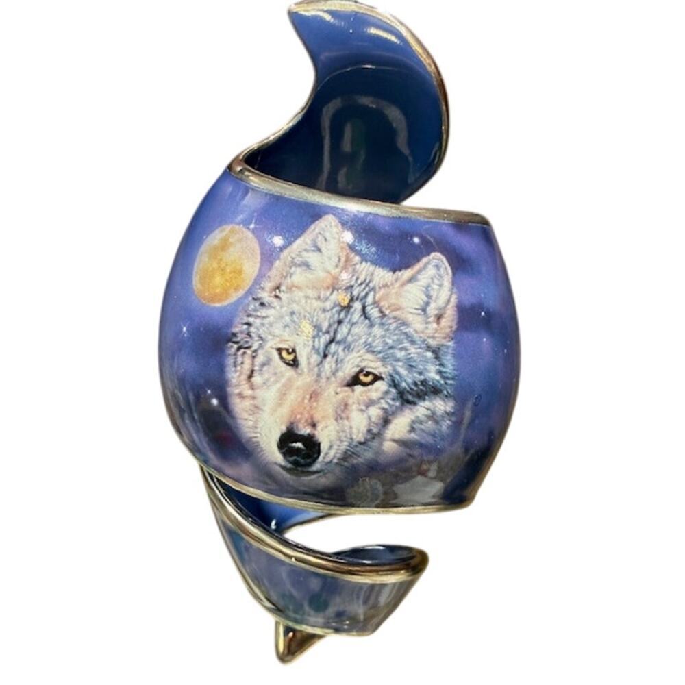 Bradford Editions Vision of the Night Ornament Heirloom Porcelain Wolfs 2003 - Picture 6 of 10